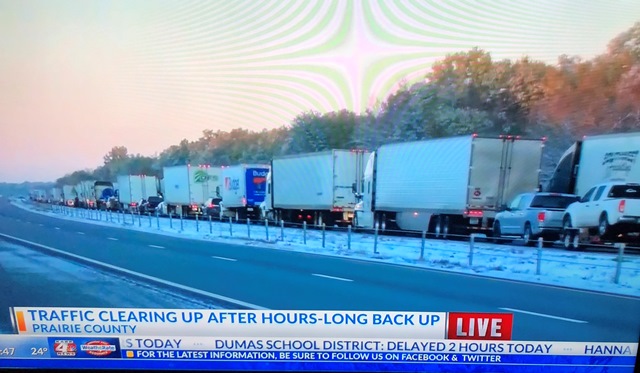 Police deliver wake-up calls to truckers stranded on I-40 in Eastern Arkansas