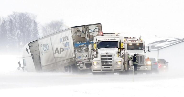 Truck drivers, other motorists slip and slide as Upper Midwest caught in more snow, frigid temps