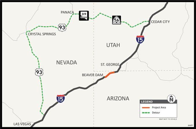 224-mile detour set for Arizona bridge repair project on I-15
