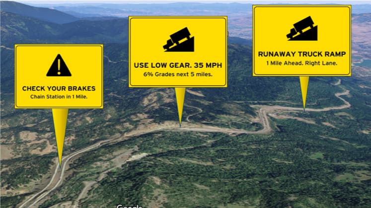 Drivewyze adds mountain corridor safety alert locations