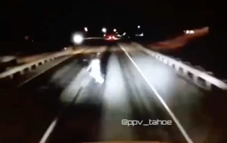 Semi truck nearly nails pedestrian