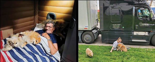 At The Truck Stop: Couple takes their family of Pomeranians on the road