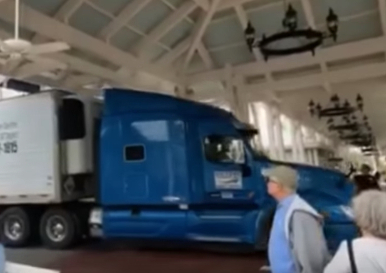 Trucker decides to use the valet parking