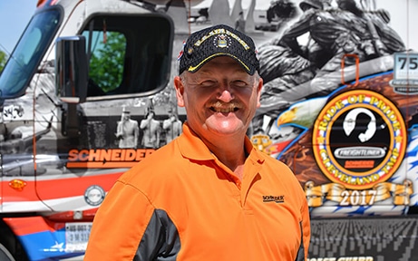 At the Truck Stop: Retired U.S. Air Force firefighter serves multiple roles as a Schneider Ride of Pride driver