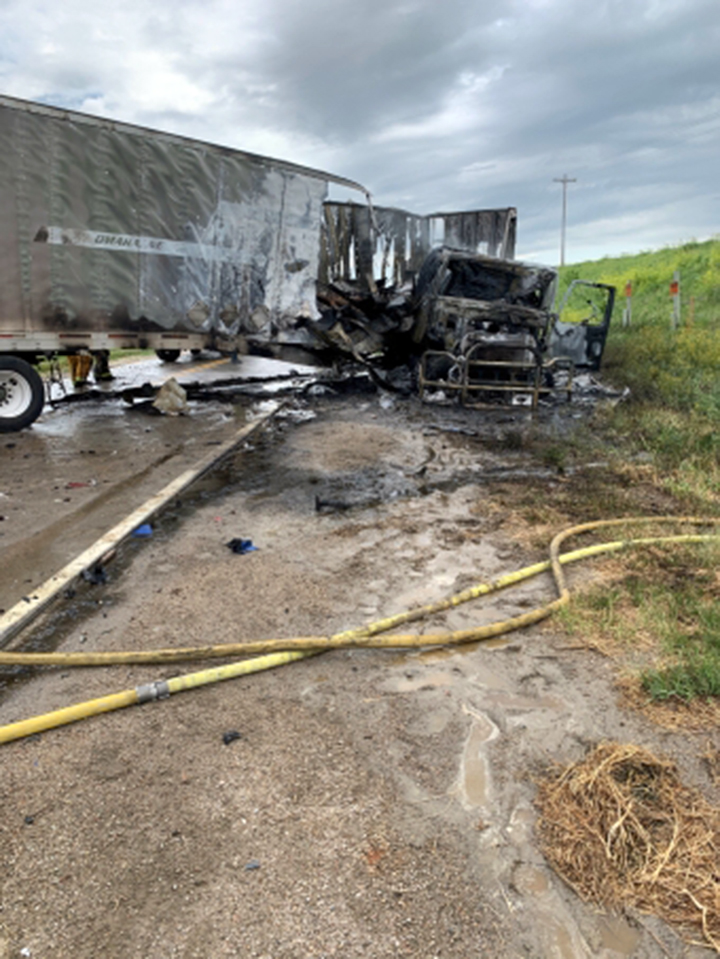 Fireworks explode inside crashed tractor-trailer, injuring three