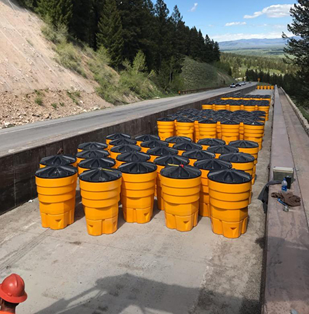 ‘Sand-barrel array’ serves as temporary runaway-truck system on Wyoming’s Teton Pass