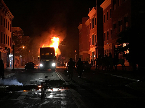 Man who set fire to tractor-trailer during Albany, New York, riot arrested