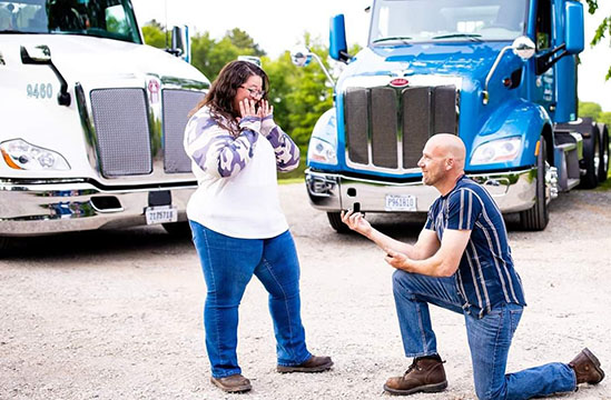 Couple shares story of finding love for each other and truck driving