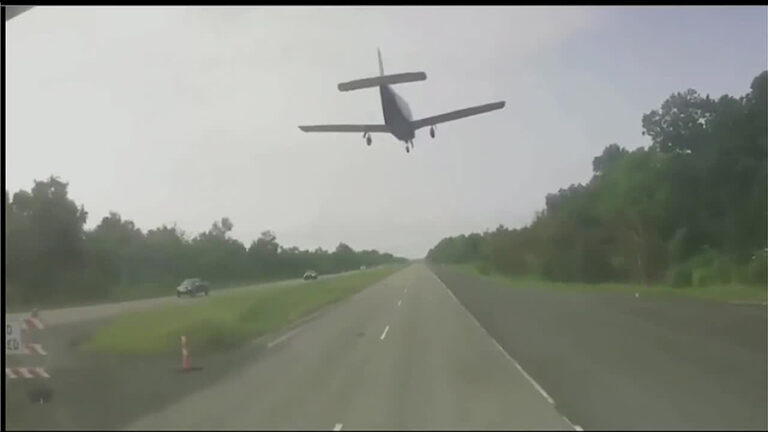 Truck driver’s dash cam captures pilot’s safe landing on road