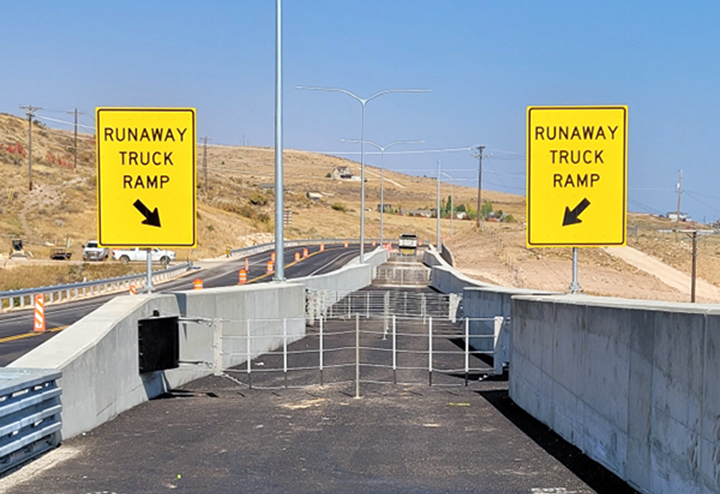 Utah escape ramp uses catch-net cable system to stop runaway trucks
