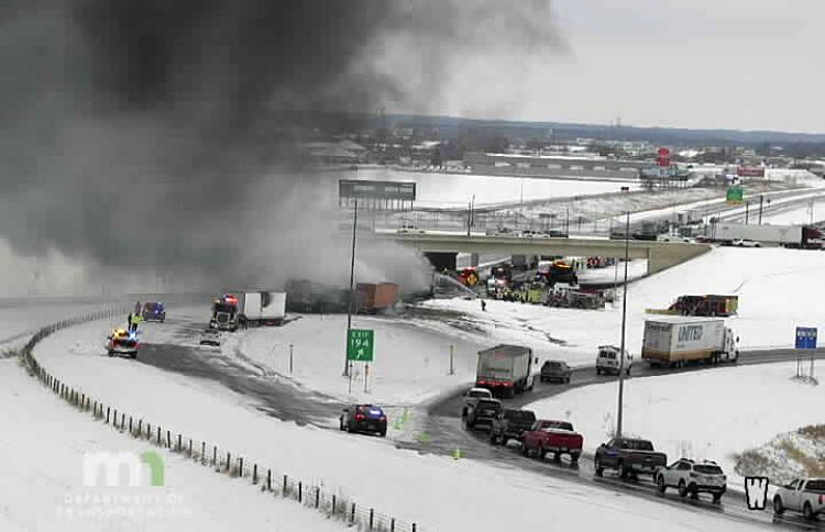 Fiery pileup during snowstorm shuts down part of I-94 in Minnesota