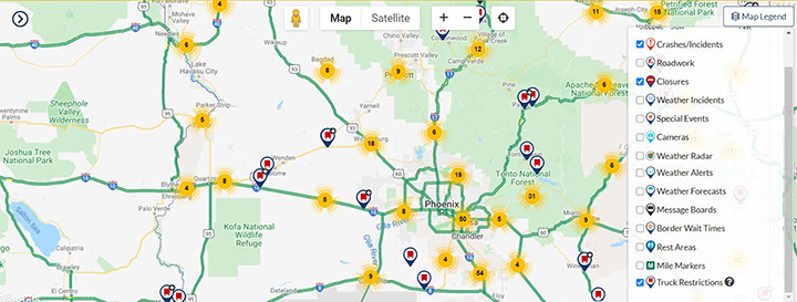 Arizona’s traveler info website now provides improved truck-route details for commercial drivers