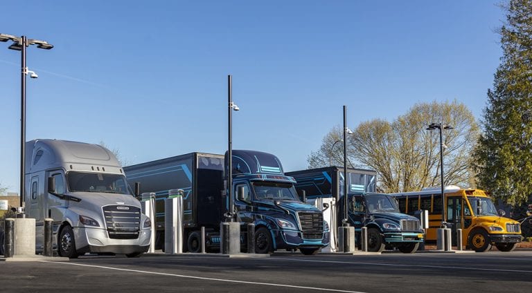 First-of-its-kind ‘Electric Island’ charging station for heavy-duty trucks now open in Portland, Oregon