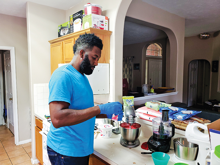 Brotha Bakes in the kitchen Mark Linen