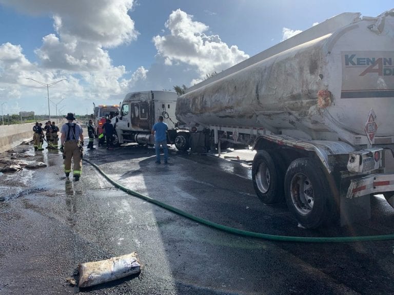 Fuel truck crash shuts down Interstate 95 in South Florida