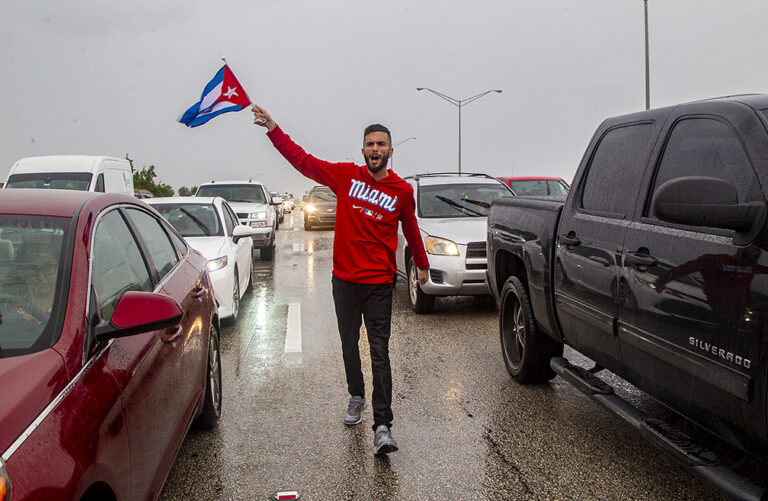 Demonstrators block Miami’s Palmetto Expressway in support of Cuban protests