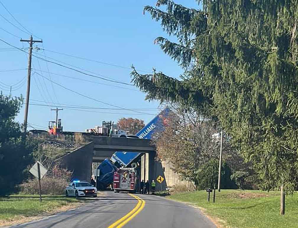 Sherwin Williams truck takes a dive in Pennsylvania