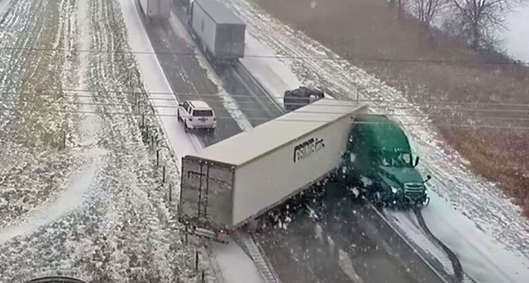 Icy interstate pileup caught on Minnesota DOT camera