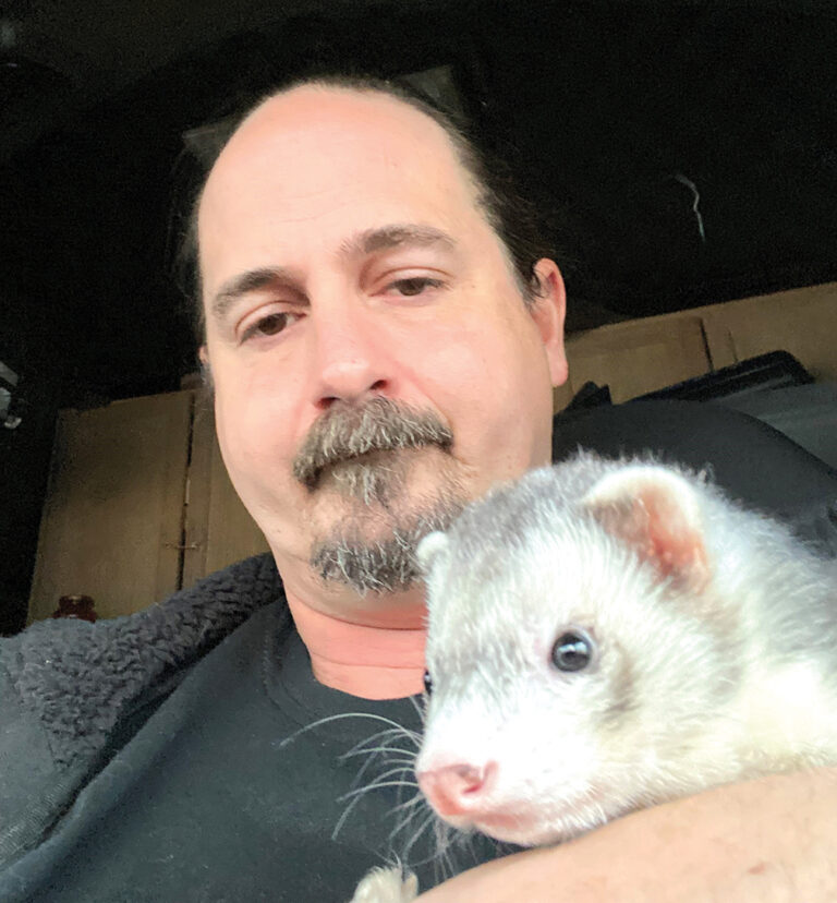 Bundle of joy: Friendly ferret provides companionship and entertainment on the road