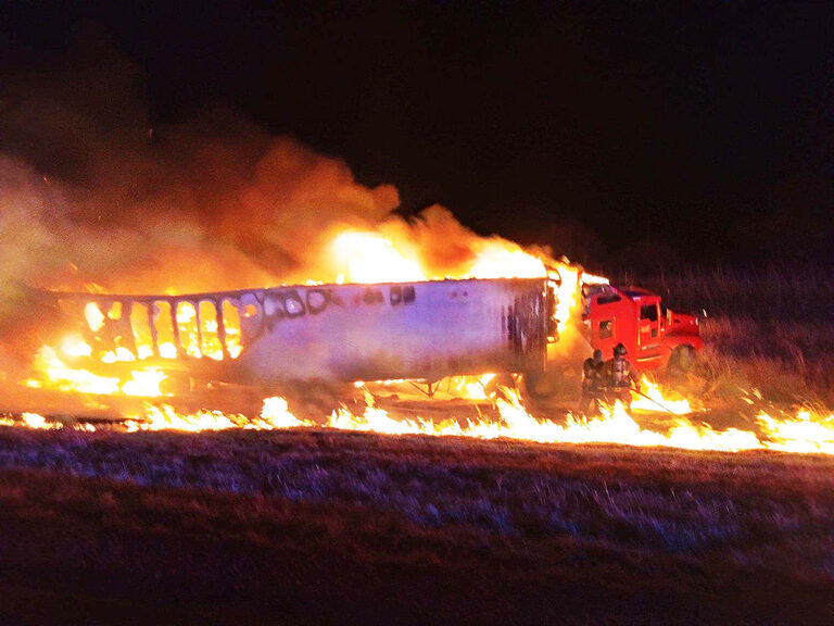 Fire devours tractor-trailer carrying cheese in Kansas