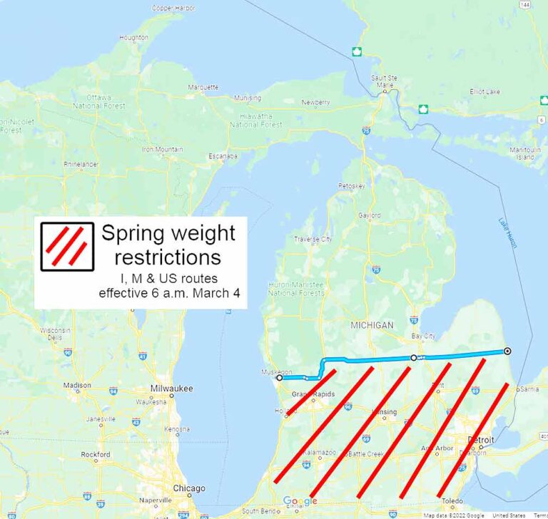Annual spring weight restrictions start next week to protect Michigan’s roads
