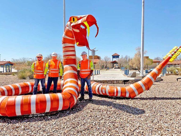 Texas officials hope ‘barrel snake’ will remind drivers to ssslow down