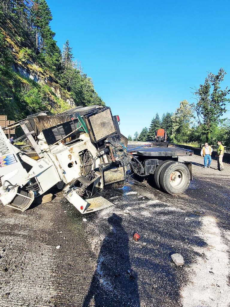 Fiery semi-truck crash closes section of I-84 in Oregon