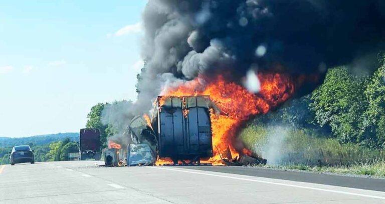 Trailer fire closes lanes of I-24 in Kentucky