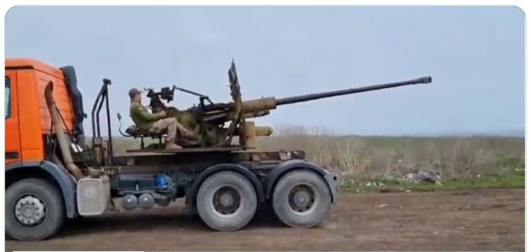 Ukrainian soldiers utilize semi-truck as weapon