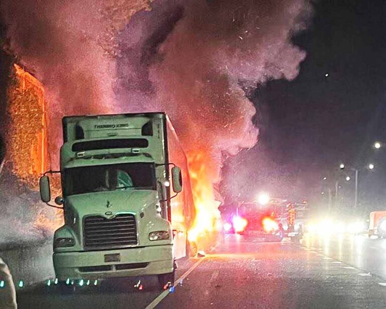 Fiery crash with tractor-trailer leaves one dead on I-695 in Maryland