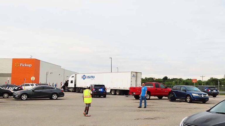 Tractor-trailer chase crosses state lines, ends in Walmart parking lot
