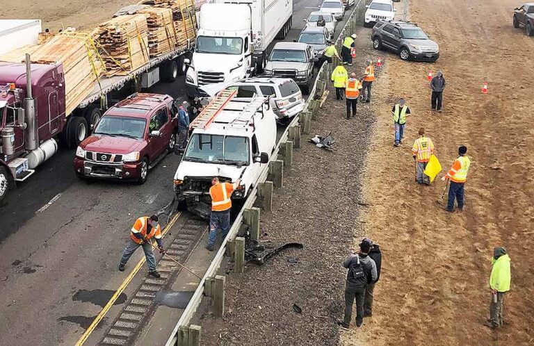 At least 1 dead in multi-vehicle crash on I-5 in Oregon