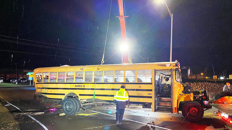 Big rig driver arrested for DWI after slamming into loaded school bus