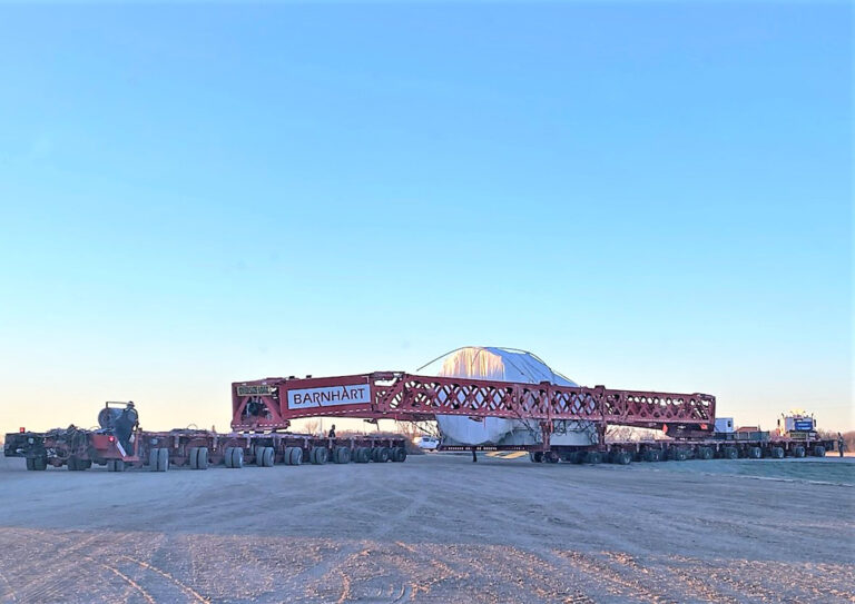 Massive 36-axle oversized load making its way through western North Dakota
