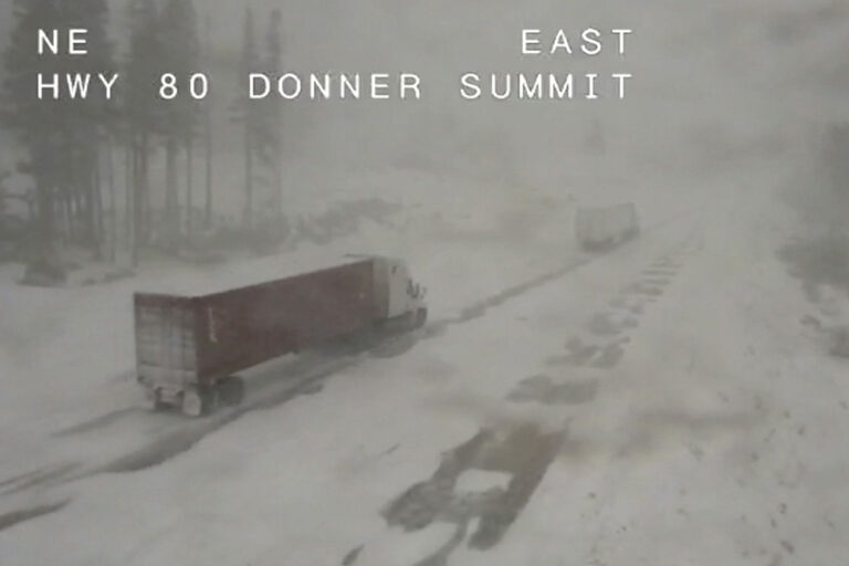 Sierra snow snarls mountain traffic along Interstate 80