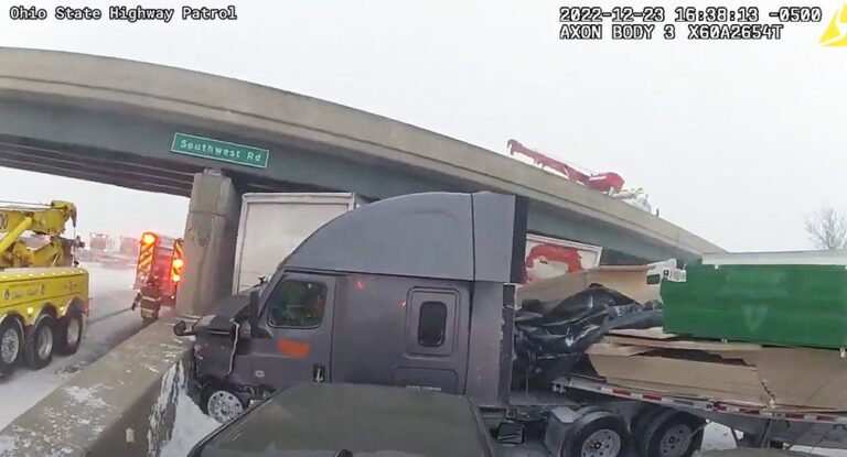 Police bodycam footage shows aftermath of deadly Ohio Turnpike pileup