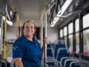 UTA Bus Operator Woman Aisle 4069