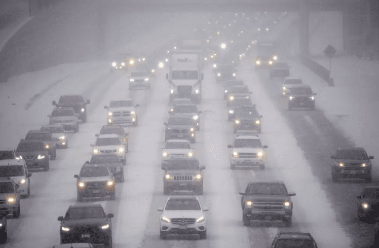 Massive winter storm brings snow, strong winds, traffic snarls
