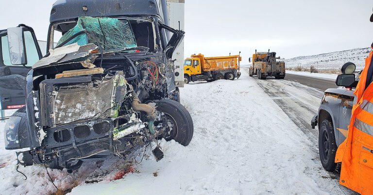 Big rig collides with snowplow on I-80 in Wyoming