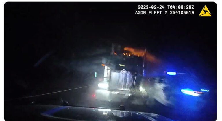 Camera captures moment big rig slams into 2 New Jersey State Patrol units