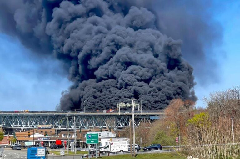 Truck driver dies in fiery Connecticut highway bridge crash