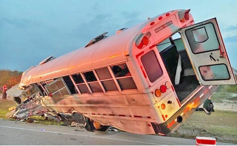 Migrant worker killed when bus hits big rig head-on