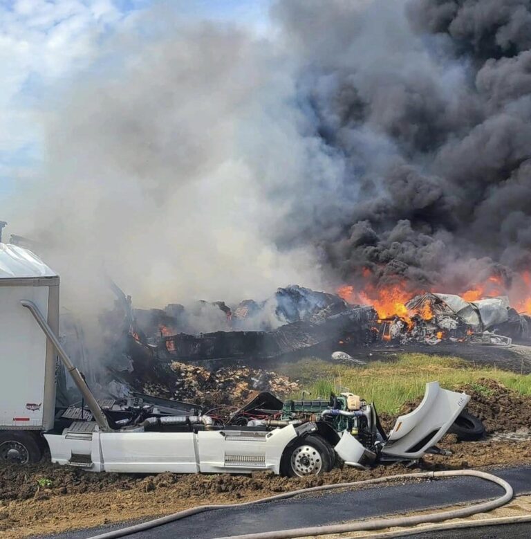 Fiery crash involving multiple 18-wheelers closes I-70 near Teutopolis, Illinois, for hours