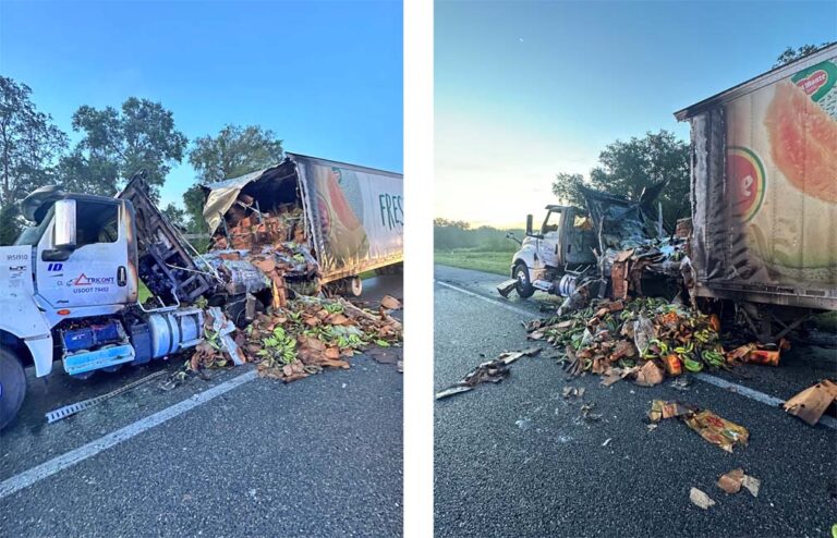 Banana blaze: Big rig hauling fruit catches fire on I-75 in Sumter County, Florida