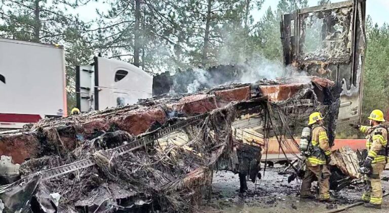 Trailer fire results in chocolate fondue along I-80 in Placer County, California
