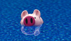 Piggy Bank with Head above water