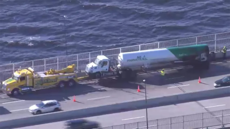 Tanker trucker catches fire, causing standstill along I-195 in Massachusetts