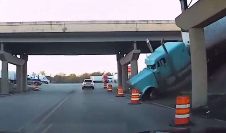 Viral video shows big rig flying off I-30 bridge in Texas