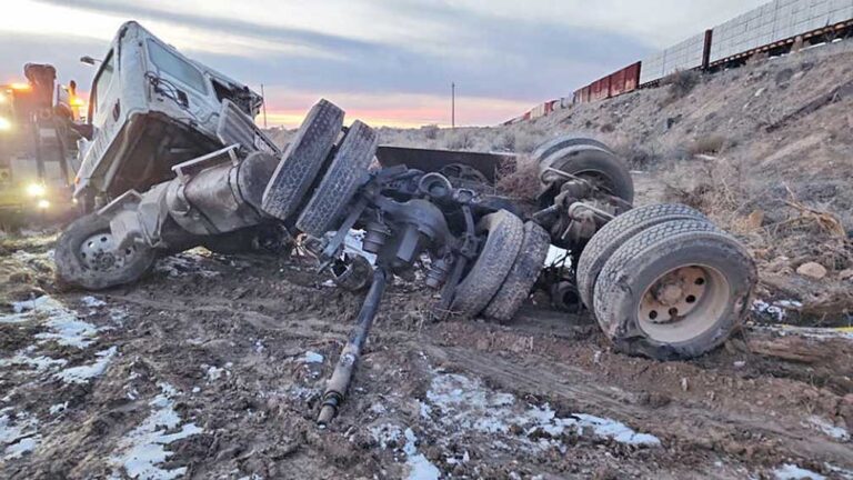 Idaho truck driver dies after rig struck by train