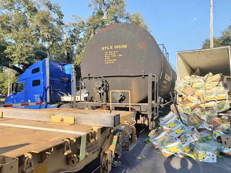 Cops working to peel back details after train hits truck hauling bananas